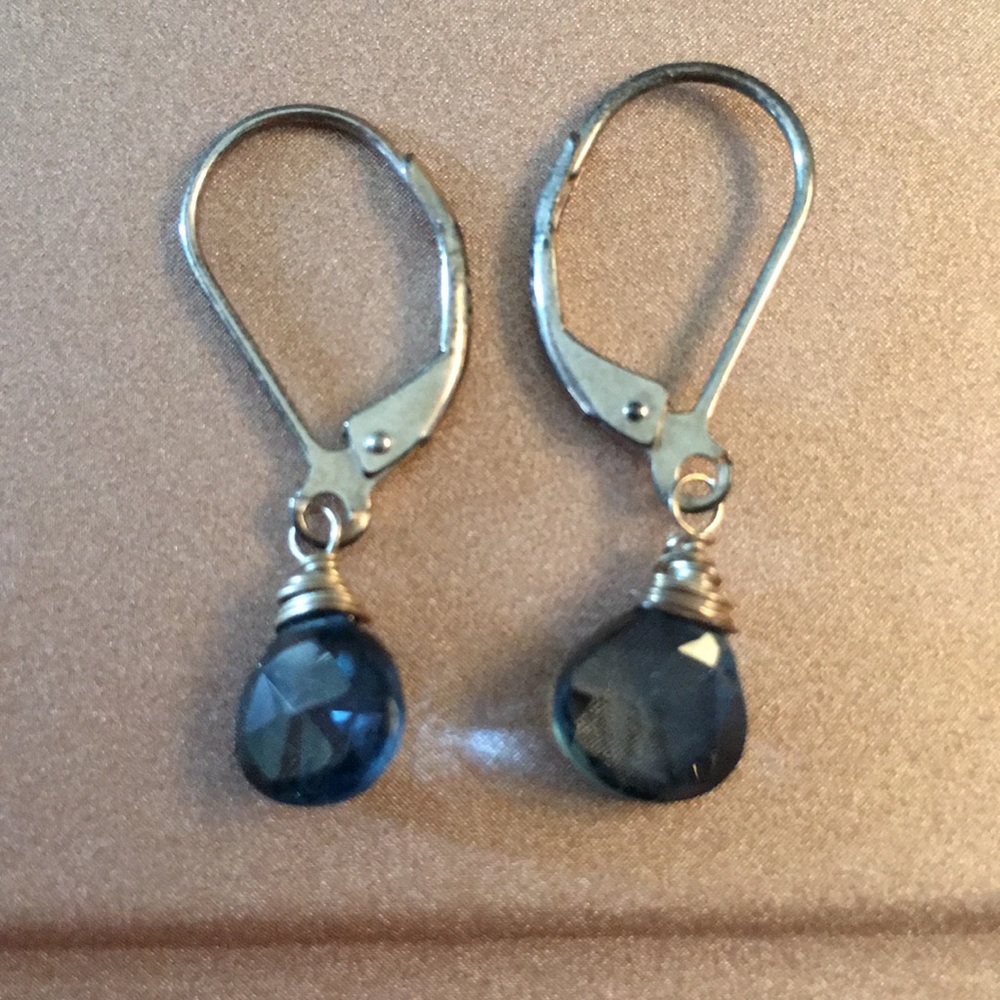 blue gem earrings - Picture 2 of 2